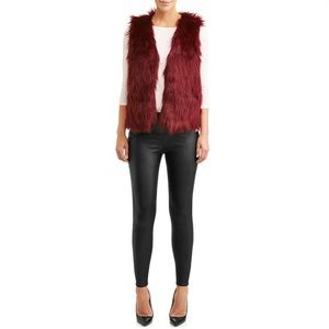 Jason Maxwell - Burgundy Faux Fur Vest - Size Large - NWT
